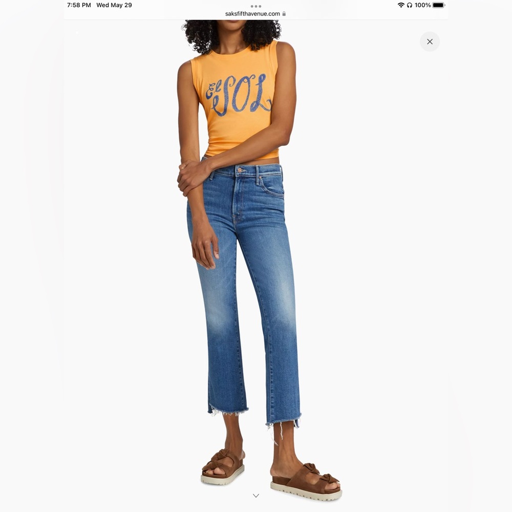 Mother Insider Step Fray Crop, Girl Crush. Size 25.